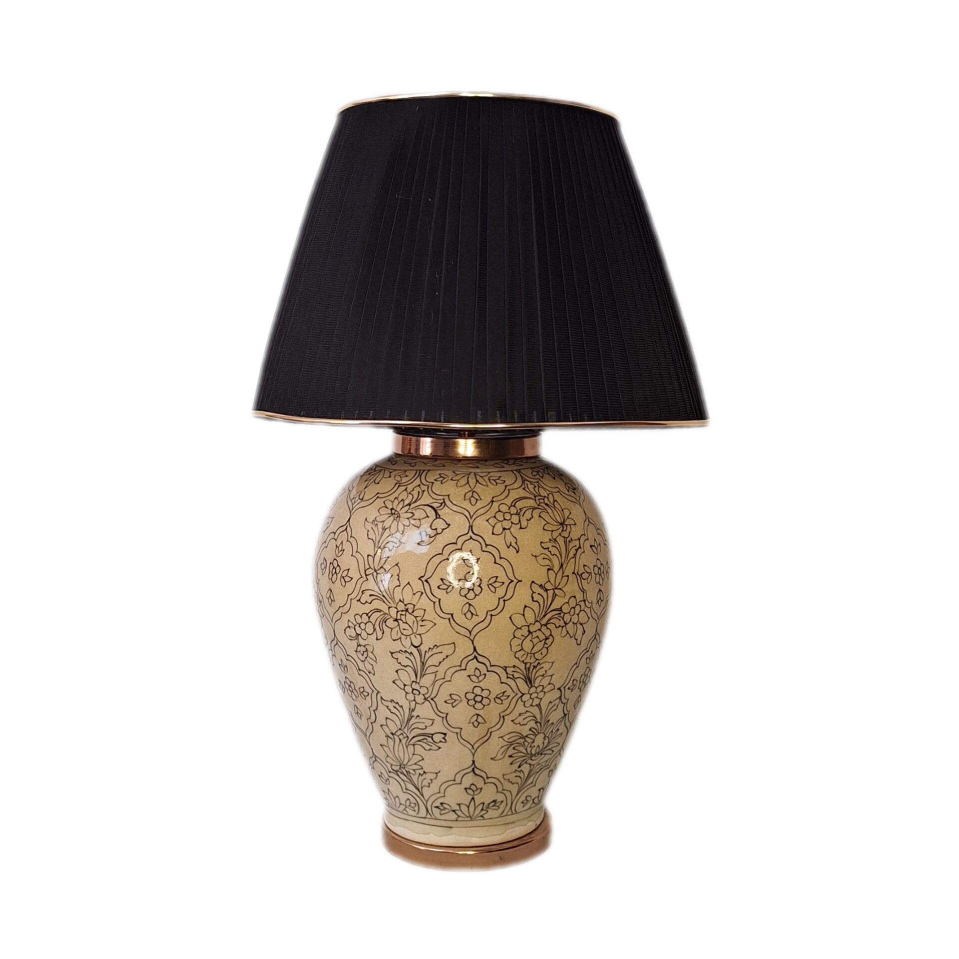 آباژور سفالی نقاشی زیر لعابی طرح سیاه قلم (سایز متوسط) مدل B004