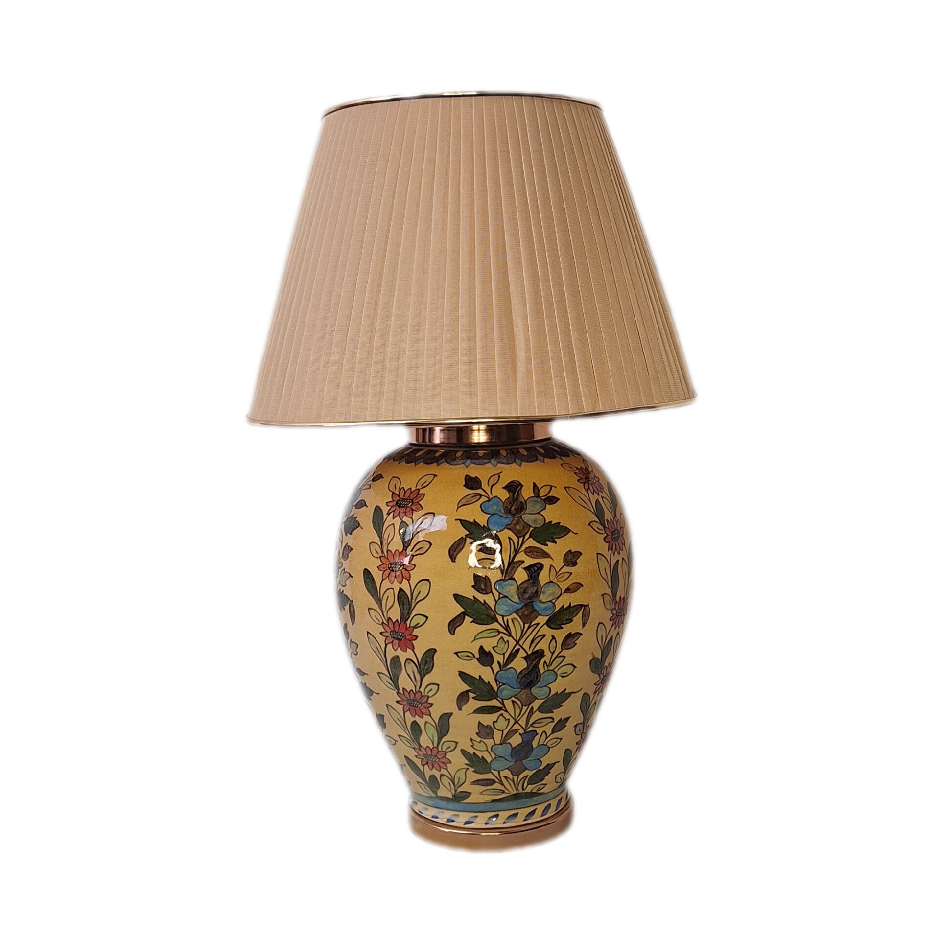 آباژور سفالی نقاشی زیر لعابی طرح گل شیپوری (سایز متوسط) مدل B001