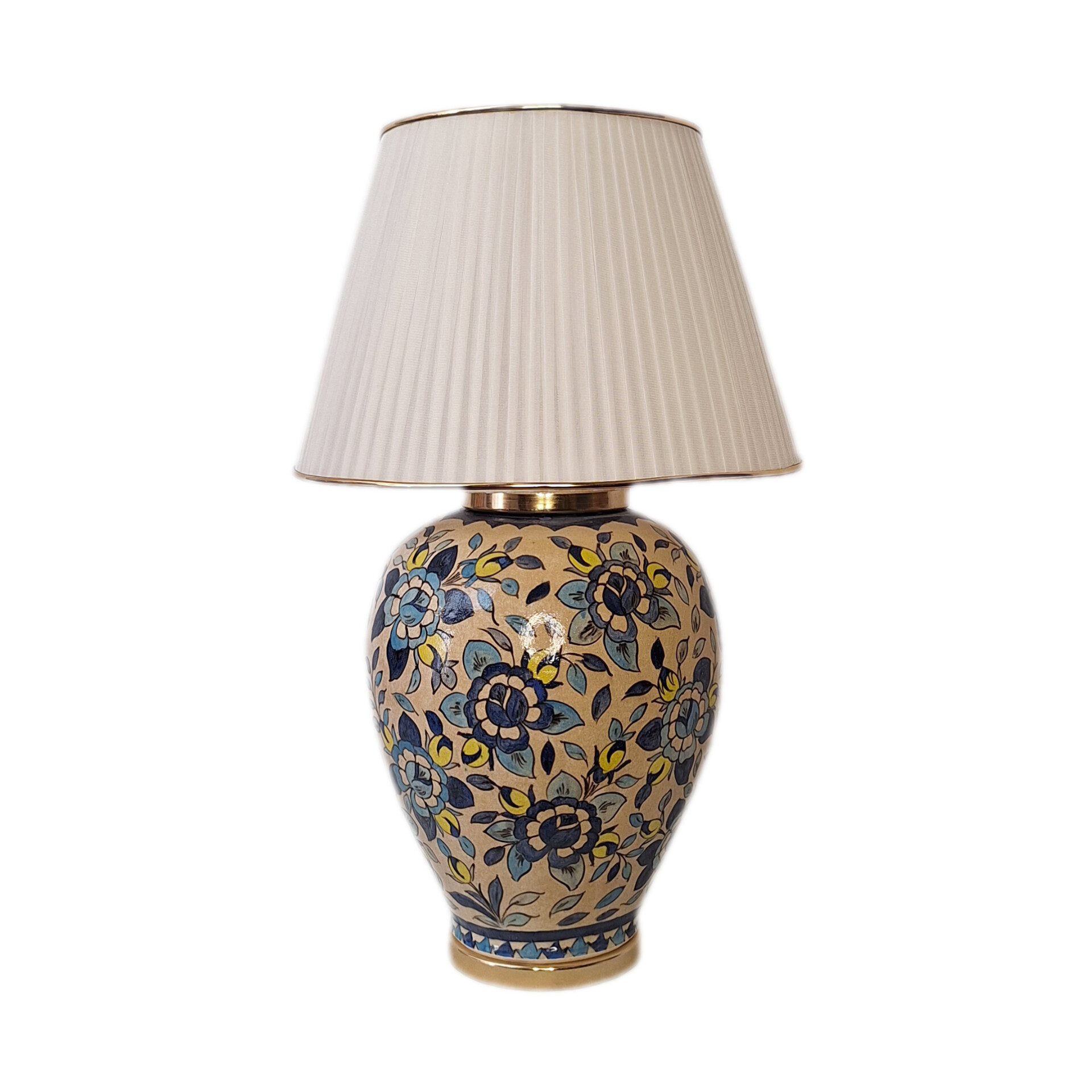 آباژور سفالی نقاشی زیر لعابی طرح گل آبی لندنی (سایز متوسط) مدل B002